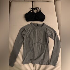 P’Tula Reenergize Seamless Athletic Performance Top + Black Bra Top